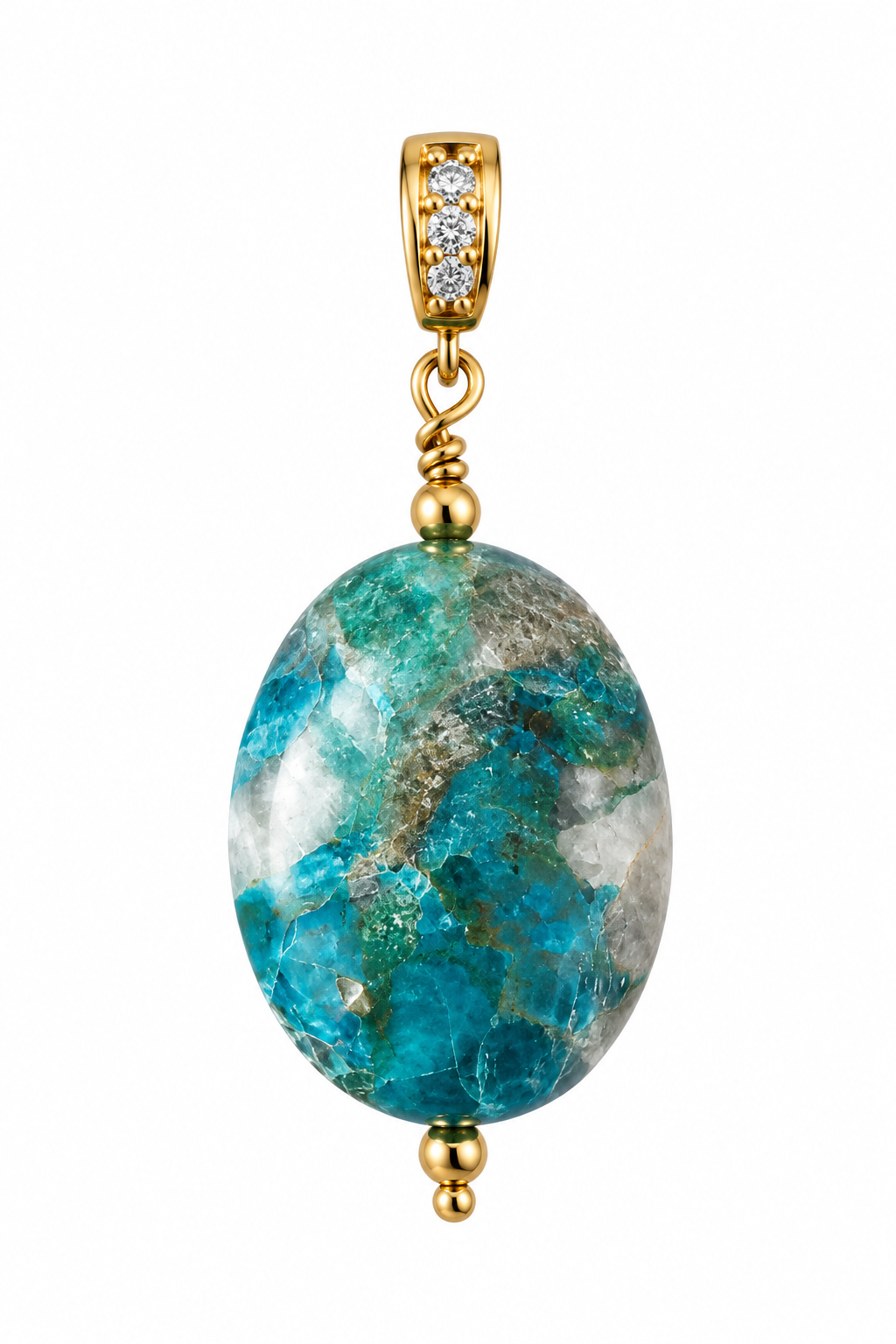 Ocean Mosaic Amulet - Peruvian Chrysocolla